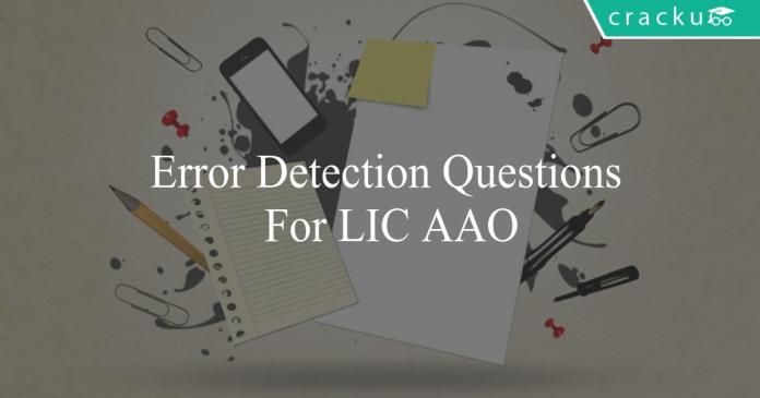 error detection questions for lic aao