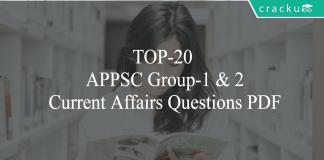 TOP-20 APPSC Group-1 & 2 Current Affairs Questions PDF