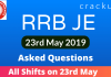RRB JE 23rd MAY 2019 GK ASKED QUESTIONS