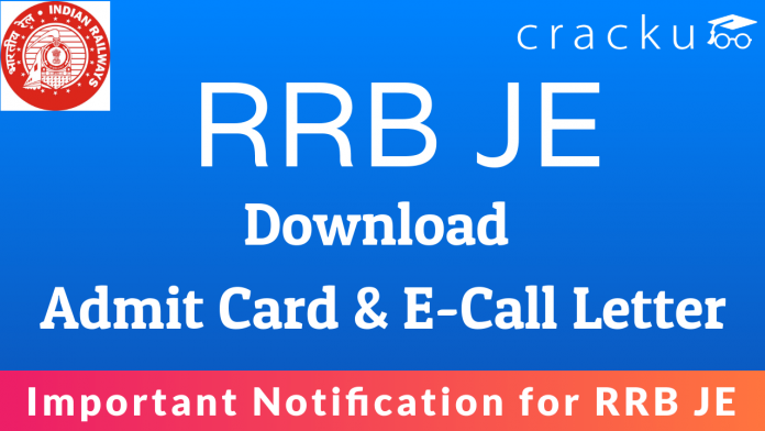 RRB JE Admit Card Download 2019
