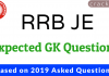 RRB JE GK Expected Questions Based on 2019 Papers