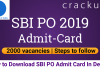 SBI PO Admit Card Download 2019