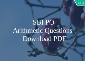 SBI PO Arithmetic Quetions PDF