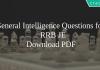 General Intelligence Questions for RRB JE PDF