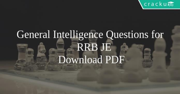 General Intelligence Questions for RRB JE PDF
