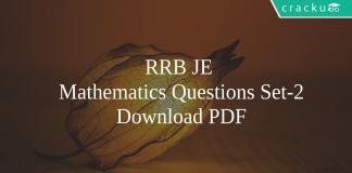 RRB JE Mathematics Questions Set-2 PDF