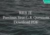 RRB JE Previous Year G.K Questions PDF
