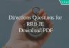 Directions Questions for RRB JE PDF