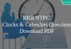 RRB NTPC Clocks & Calendars Questions PDF