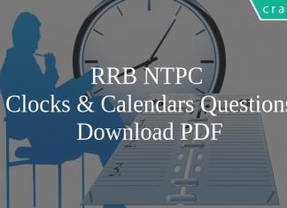 RRB NTPC Clocks & Calendars Questions PDF