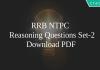 RRB NTPC Reasoning Questions Set-2 PDF