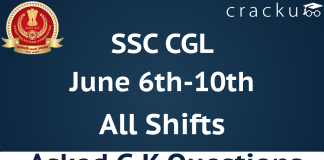 SSC CGL 10th june Asked GK Questions