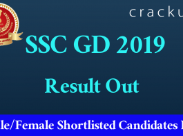 SSC GD Result 2019