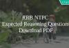 RRB NTPC Expected Reasoning Questions PDF