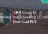 RRB Group-D Previous Year Reasoning Questions PDF