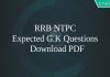 RRB NTPC Expected G.K Questions PDF
