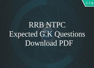 RRB NTPC Expected G.K Questions PDF