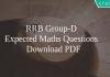 RRB Group-D Expected Maths Questions PDF