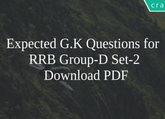 Expected G.K Questions for RRB Group-D Set-2 PDF