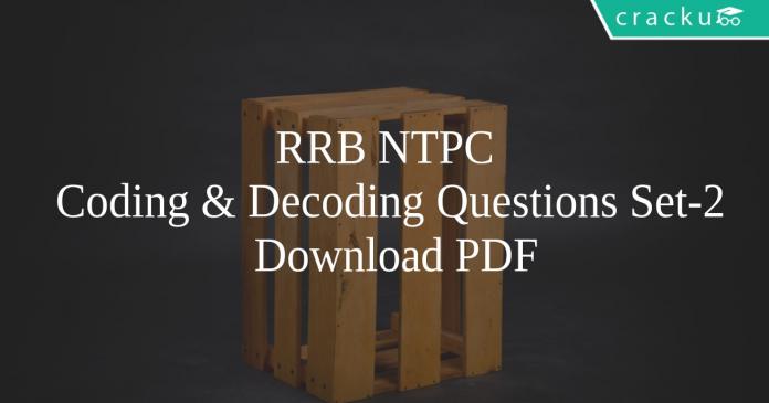 RRB NTPC Coding & Decoding Questions Set-2 PDF