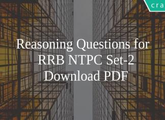Reasoning Questions for RRB NTPC Set-2 PDF