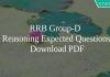 RRB Group-D Reasoning Expected Questions PDF