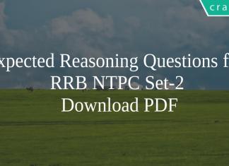 Expected Reasoning Questions for RRB NTPC Set-2 PDF