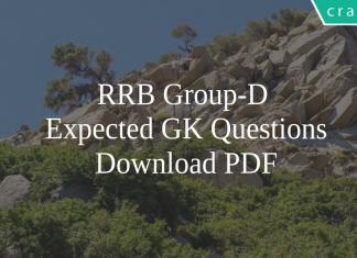 RRB Group-D Expected GK Questions PDF