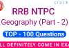 RRB NTPC 100 Geography Questions set-2