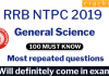 Top 100 RRB NTPC General Science Questions PDF