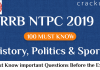 RRB NTPC History, Sports and Polity Questions PDF