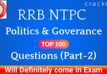 RRB NTPC Politics & Governance Part-2 30th July