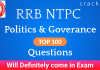 RRB NTPC Politics & Governance Questions