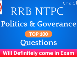 RRB NTPC Politics & Governance Questions