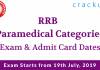 RRB Paramedical Exam Dates