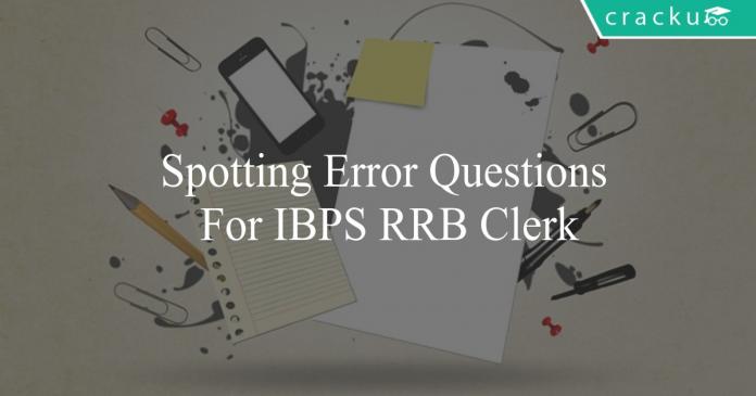 spotting error questions for ibps rrb clerk