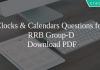 Clocks & Calendars Questions for RRB Group-D PDF