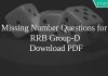 Missing Number Questions for RRB Group-D PDF