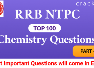 RRB NTPC top-100 Chemistry Questions