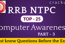 RRB NTPC computer awareness questions