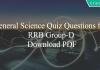 General Science Quiz Questions for RRB Group-D PDF