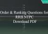 Order & Ranking Questions for RRB NTPC PDF