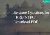 Indian Literature Questions for RRB NTPC PDF