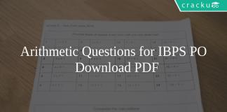 Arithmetic Questions for IBPS PO PDF