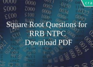 Square Root Questions for RRB NTPC PDF