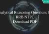 Analytical Reasoning Questions for RRB NTPC PDF