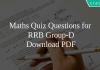 Maths Quiz Questions for RRB Group-D PDF