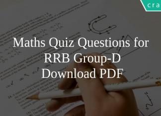 Maths Quiz Questions for RRB Group-D PDF