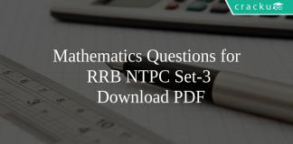 Mathematics Questions for RRB NTPC SET-3 PDF