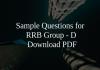 Sample Questions for RRB Group - D PDF